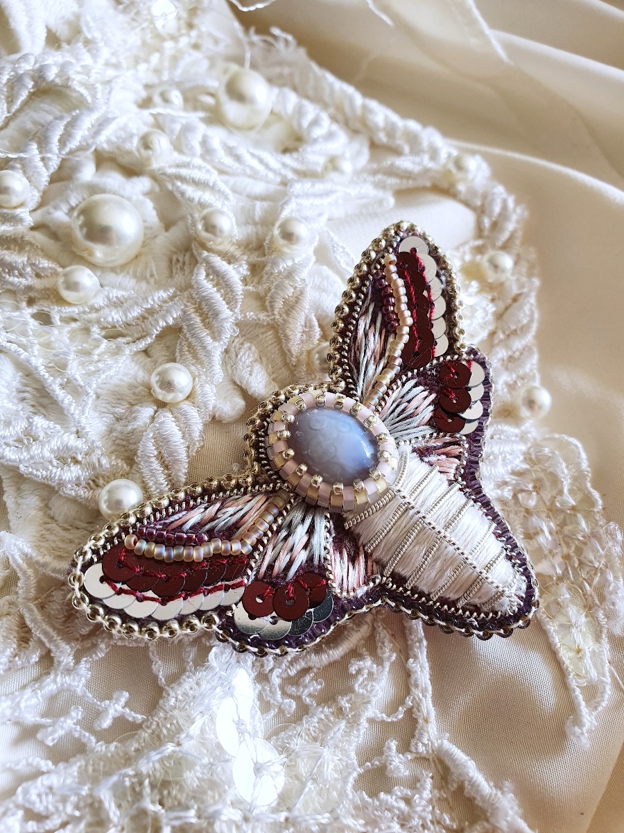 Broche Papillon de Nuit Agate