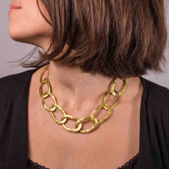 Collier ethnique gros maillons gras vintage des années 1980