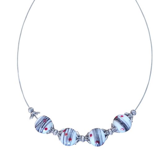Collier Imposant Lideva Paris – Perles Korallenperlen Métal Verre – 50 Cm + 5 Cm – Tribal