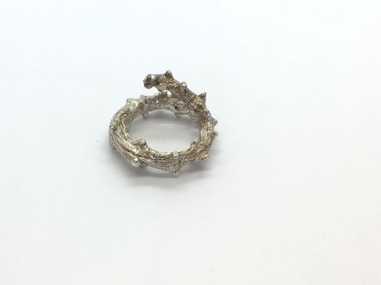 Artisanart Bague Argent Tige De Rosier Sculptee Fait Main Belgique
