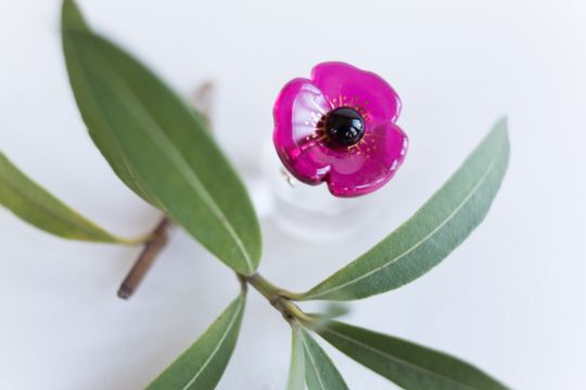 Bague ouverte branche de fleurs de pêcher éclose rose clearance
