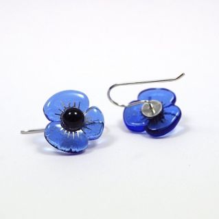 Boucles d'oreilles Petites Fleurs bleu ciel