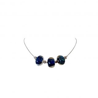 collier perles verre filé bleu