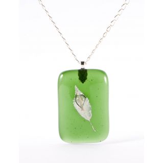 Pendentif "Feuillage fossilisé" vert