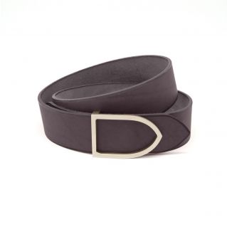 ceinture faite main cuir chocolat boucle laiton doré