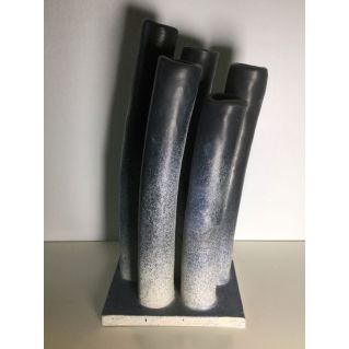 Vase-sculpture 5 tubes en grès