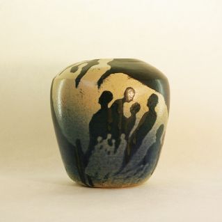 Vase foule noir, bleu et grès blanc 2016