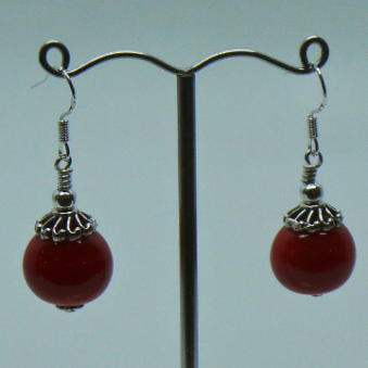 Boucles d'oreilles "Perle rouge"