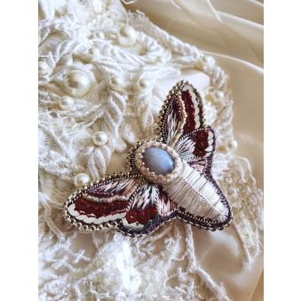 Broche Papillon de Nuit Agate 