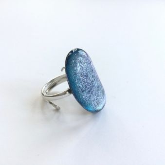 Bague FEVE bleu-gris dicroic