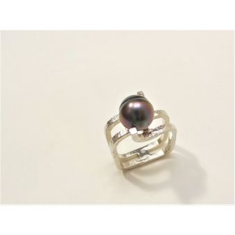 Bague argent - Perle de Tahiti