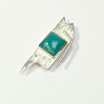 Broche argent - turquoise