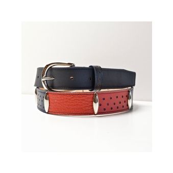 Ceinture POIS bleu marine/rouge