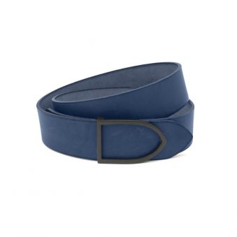 ceinture cuir teinte marine boucle laiton doré faite main