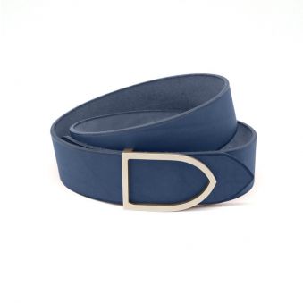 ceinture cuir teinte marine boucle laiton doré faite main