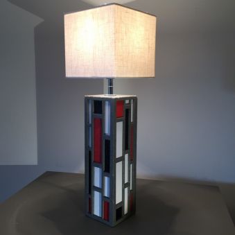 Lampe «Senlisse cuir» - PM - carrée