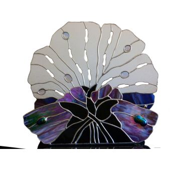 Jardinière décorative verre tiffany noir effets vagues