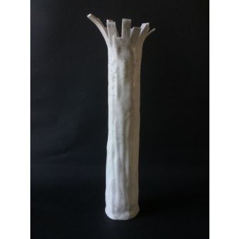 Vase-sculpture tronc porcelaine