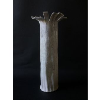 Vase-sculpture tronc en porcelaine