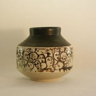 “Foule” Black and White Stoneware Jar 2015