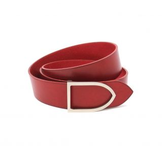 ceinture cuir rouge boucle laiton dorée faite main